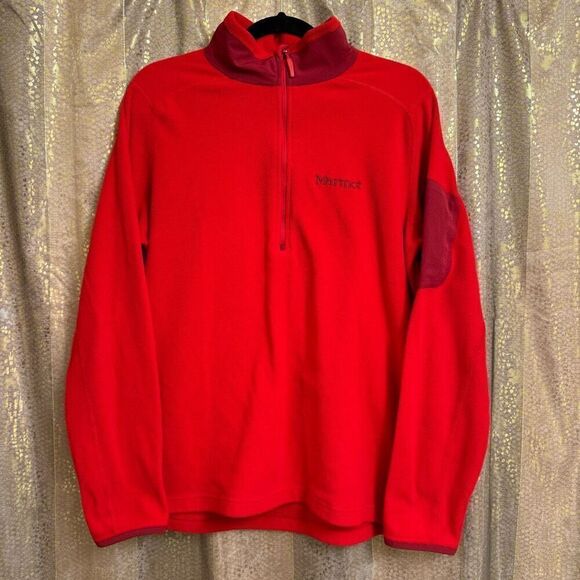 Vintage 2000's Marmot Polartec Red Fleece Pullover Quarter Zip Med - Picture 1 of 8